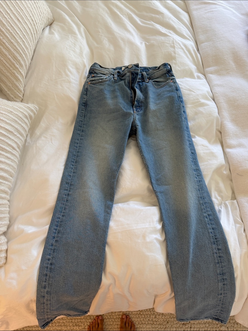 MOTHER Light Blue Straight Leg Jeans - Picture 2 of 5
